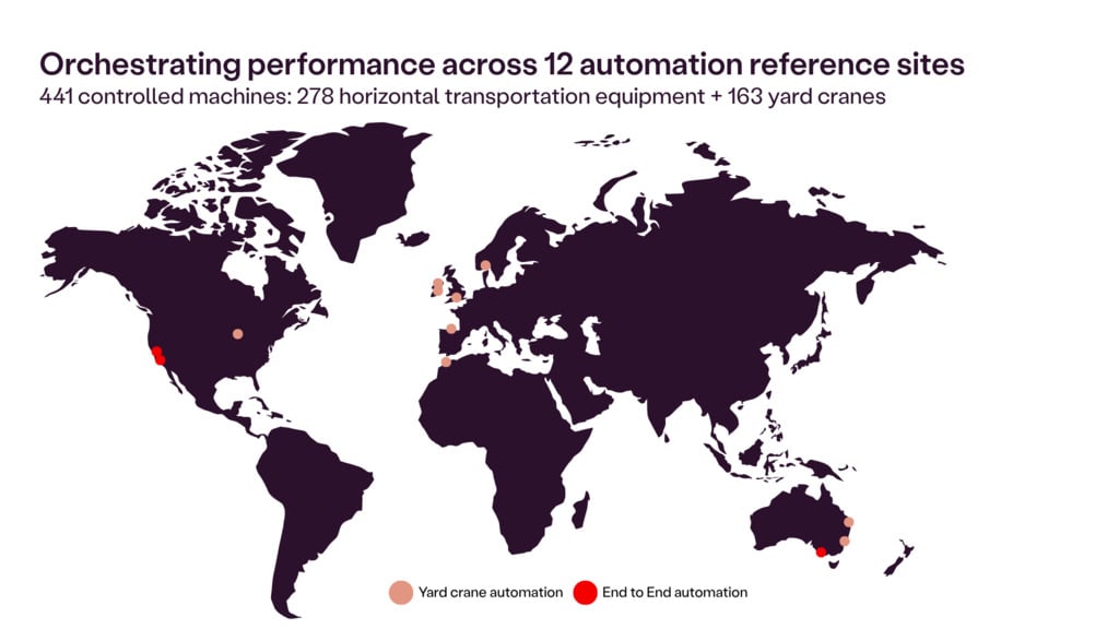 Kalmar One reference map - Orchestrating performance across 12 automation reference sites Kalmar One reference map - Orchestrating performance across 12 automation reference sites